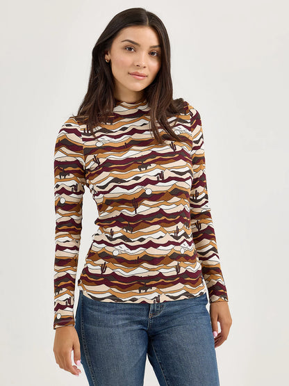 Women's Wrangler Western Print Mock Neck Shirt