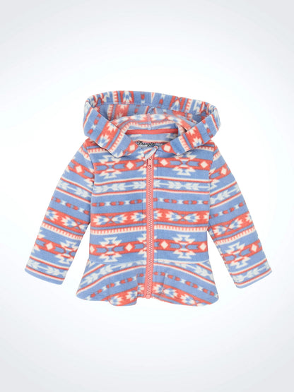 Girl's Wrangler Ruffle Hem Sherpa Zip Jacket