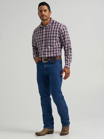 Men's Wrangler Wrinkle Resist Long Sleeve Western Snap Plaid Shirt