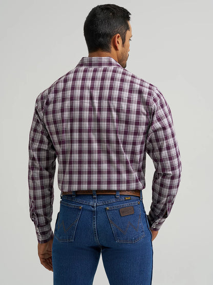 Men's Wrangler Wrinkle Resist Long Sleeve Western Snap Plaid Shirt