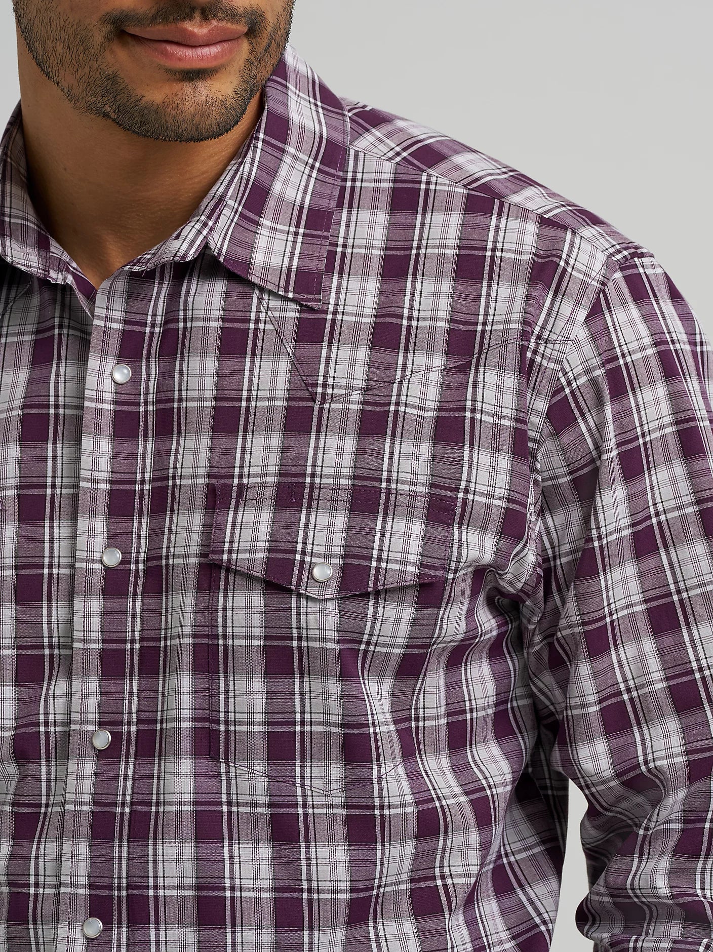 Men's Wrangler Wrinkle Resist Long Sleeve Western Snap Plaid Shirt