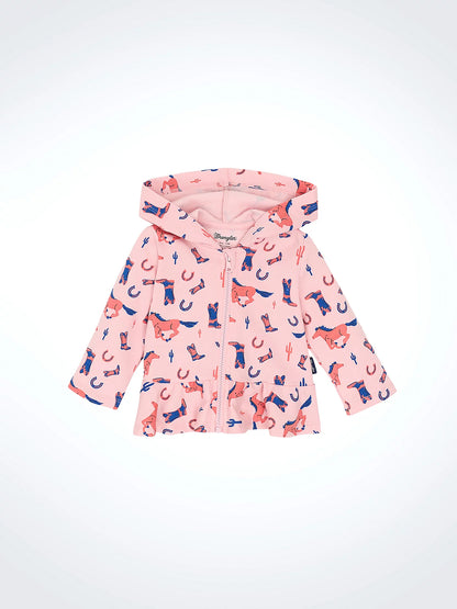 Girl's Wrangler Ruffle Hem Fleece Zip Jacket