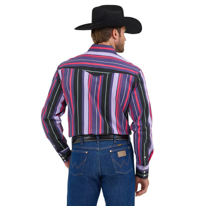 Men's Wrangler Vintage Long Sleeve Shirt - Purple Multi Stripe