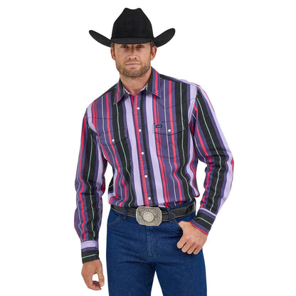 Men's Wrangler Vintage Long Sleeve Shirt - Purple Multi Stripe