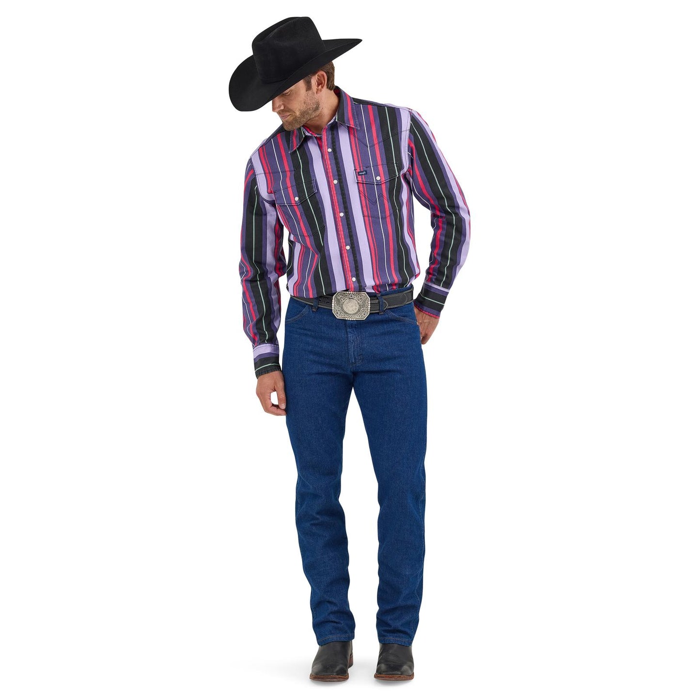 Men's Wrangler Vintage Long Sleeve Shirt - Purple Multi Stripe