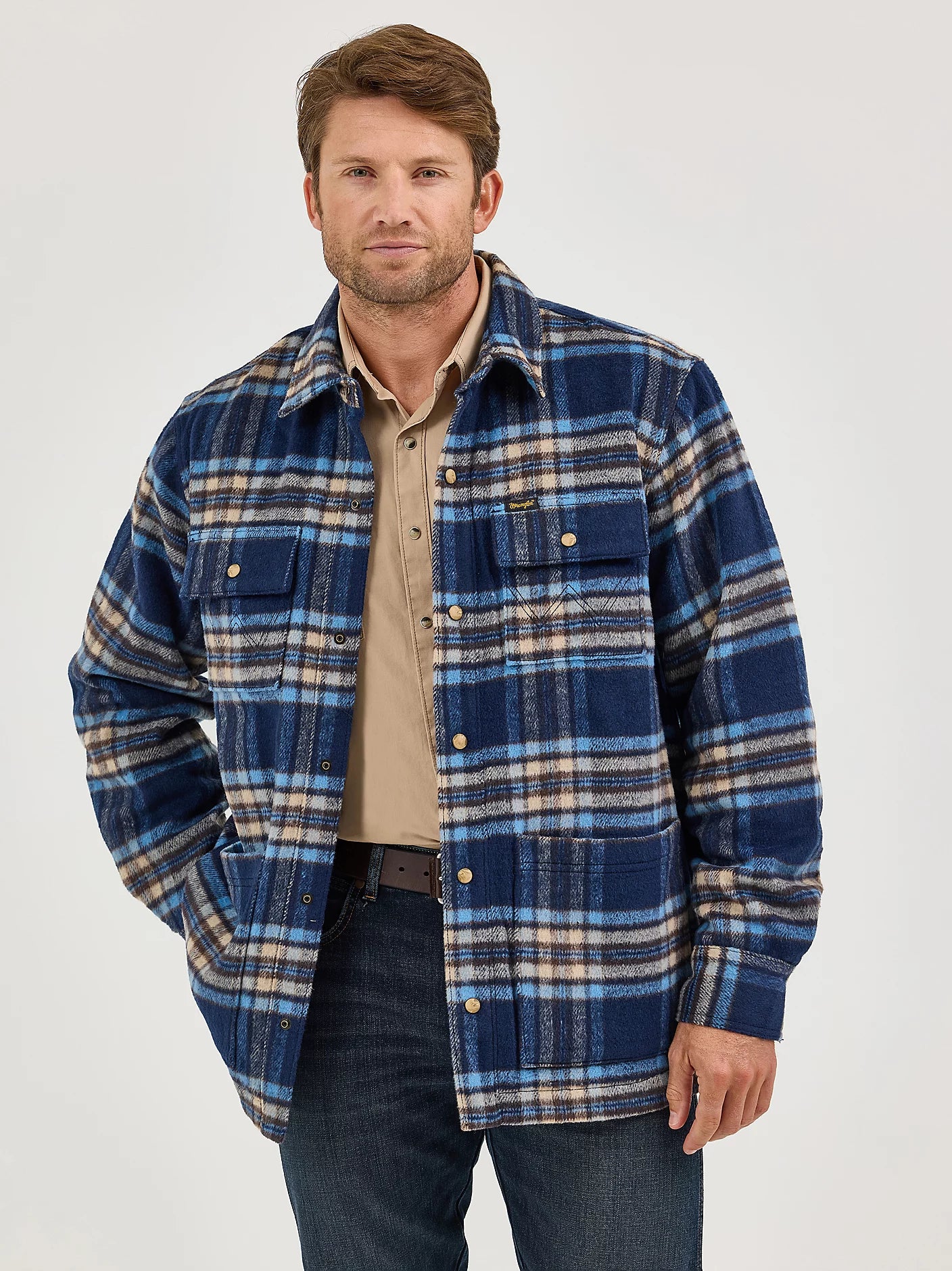 Men's Wrangler Quilt Lined Flannel Shirt Jacket