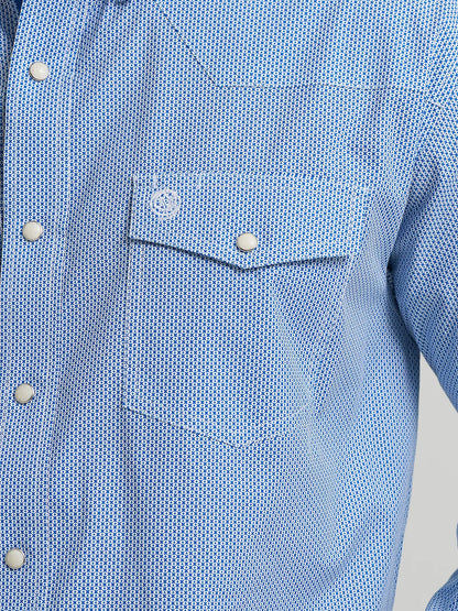 Men's Wrangler George Strait Troubadour Long Sleeve - Atlantic Miniprint