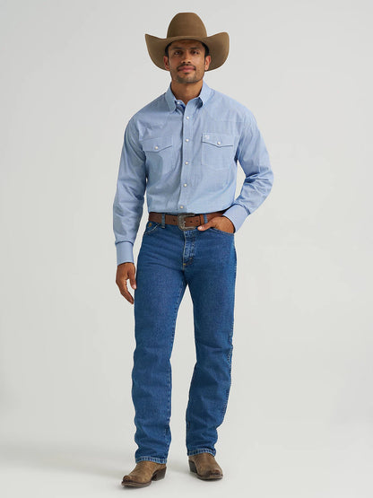 Men's Wrangler George Strait Troubadour Long Sleeve - Atlantic Miniprint