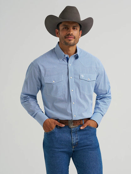 Men's Wrangler George Strait Troubadour Long Sleeve - Atlantic Miniprint