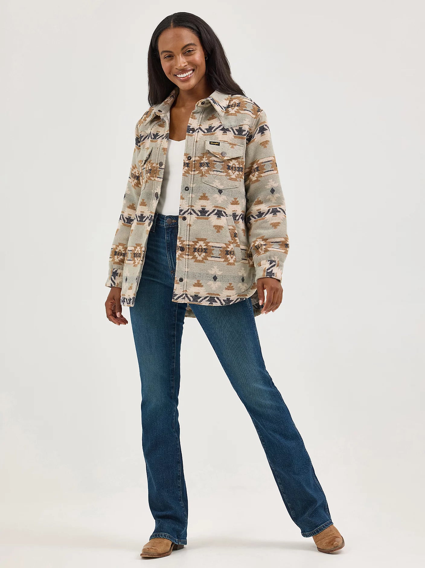 Women's Wrangler Quilt Lined Jacquard Shacket - Pale Green