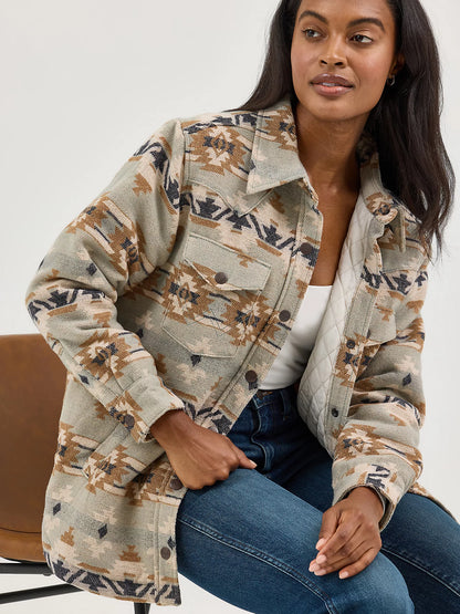 Women's Wrangler Quilt Lined Jacquard Shacket - Pale Green