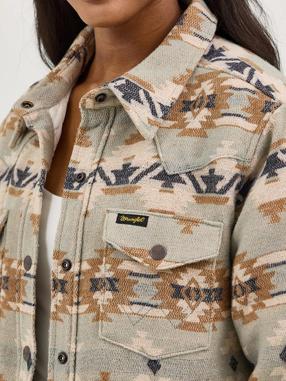Women's Wrangler Quilt Lined Jacquard Shacket - Pale Green