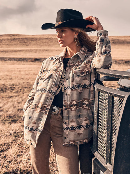 Women's Wrangler Quilt Lined Jacquard Shacket - Pale Green