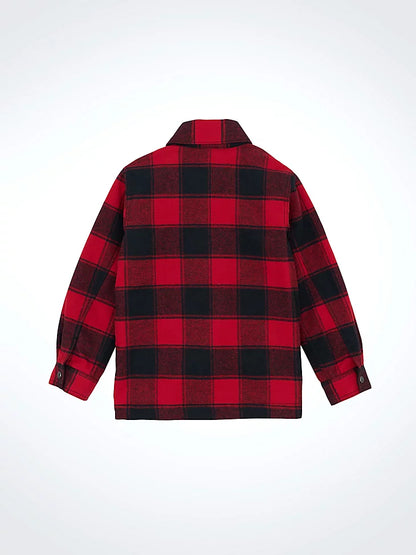 Boy's Wrangler Quilt Lined Flannel Shirt Jacket - Red Buffalo