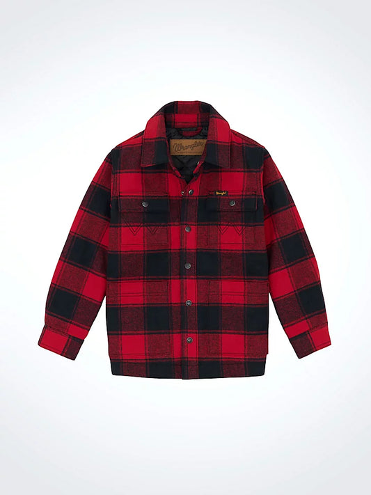 Boy's Wrangler Quilt Lined Flannel Shirt Jacket - Red Buffalo
