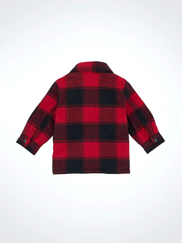Boy's Wrangler Infant/Toddler Quilt Lined Flannel Shirt Jacket - Red Buffalo