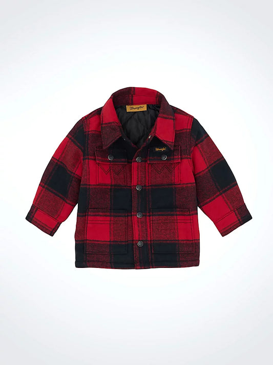 Boy's Wrangler Infant/Toddler Quilt Lined Flannel Shirt Jacket - Red Buffalo