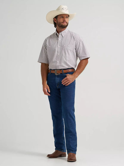 Men's Wrangler George Strait Short Sleeve Shirt - Gray Plaid