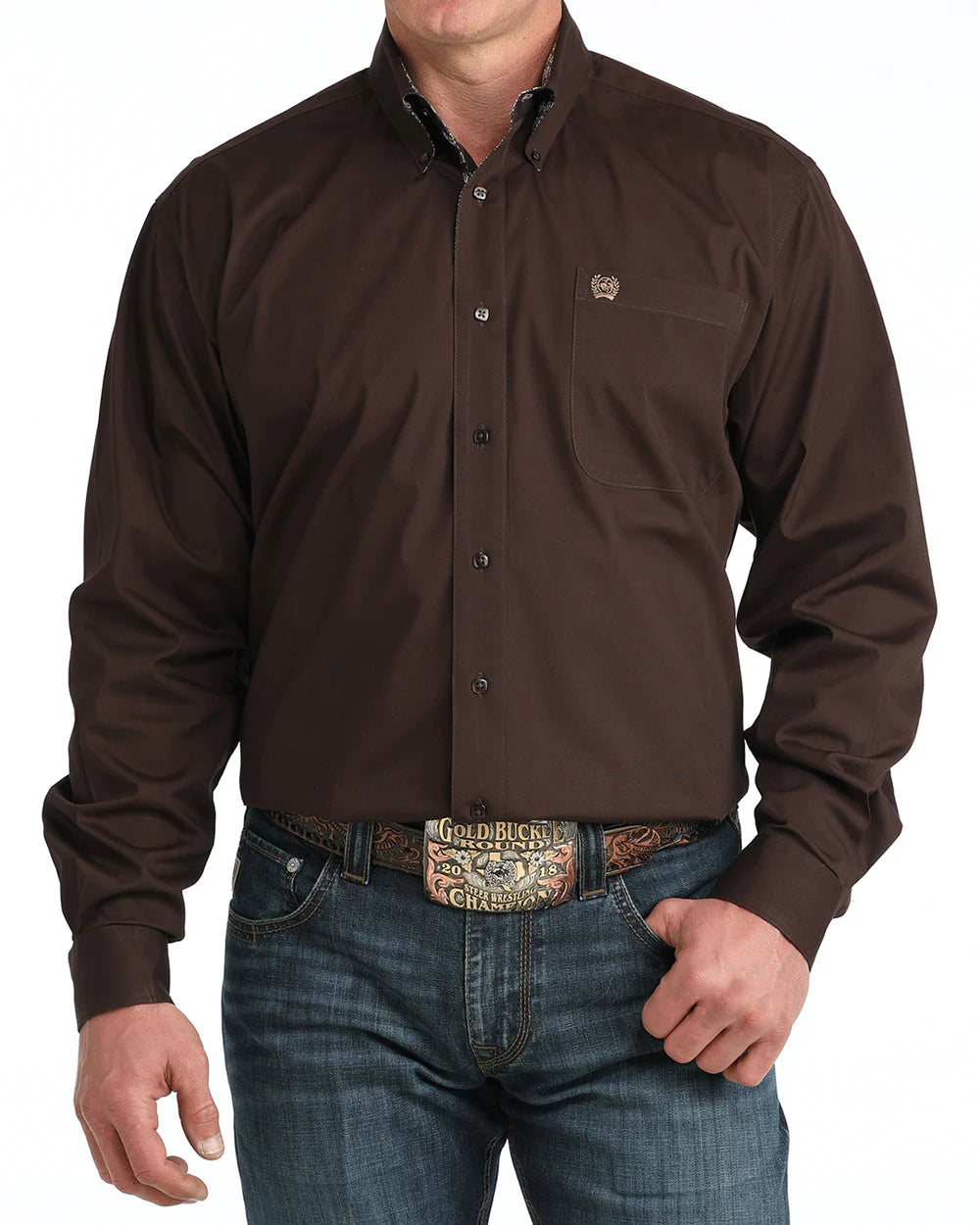 Men's Cinch Button-Down Classic Fit Western Shirt - Solid Brown