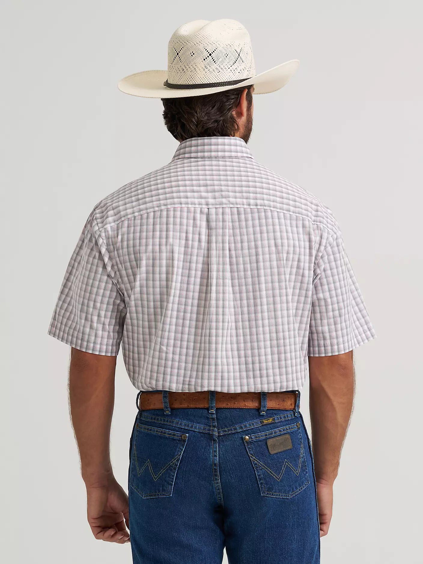 Men's Wrangler George Strait Short Sleeve Shirt - Gray Plaid