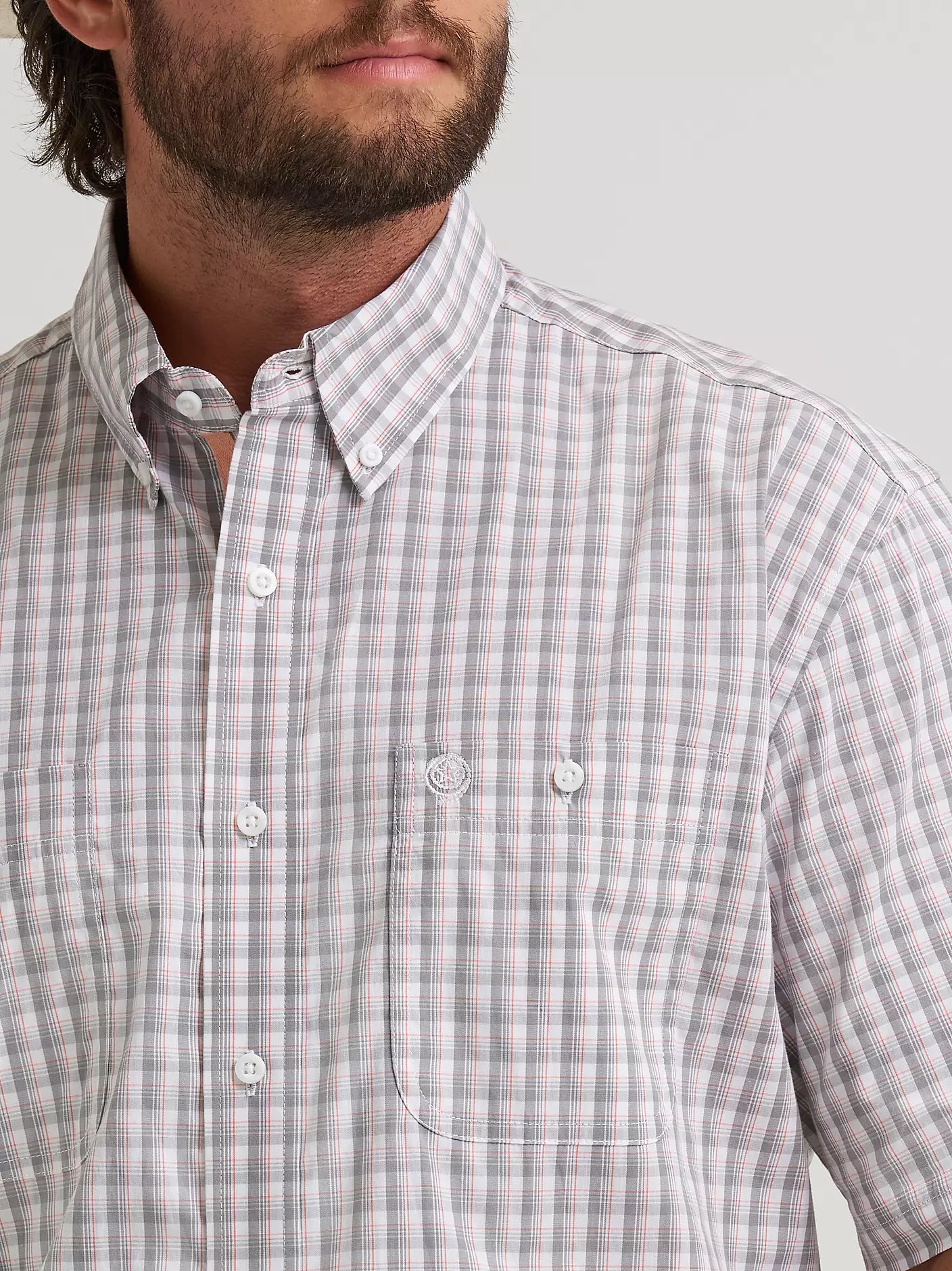 Men's Wrangler George Strait Short Sleeve Shirt - Gray Plaid
