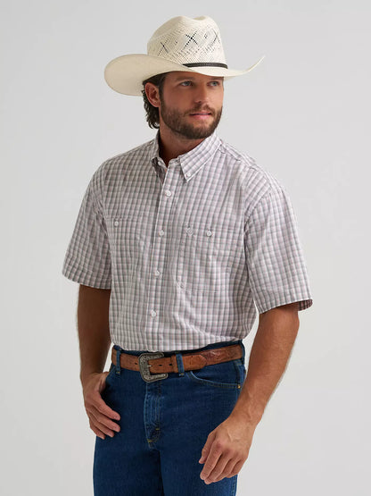 Men's Wrangler George Strait Short Sleeve Shirt - Gray Plaid