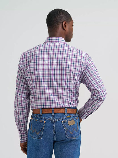 Men's Wrangler Western Snap Plaid Shirt - Violet