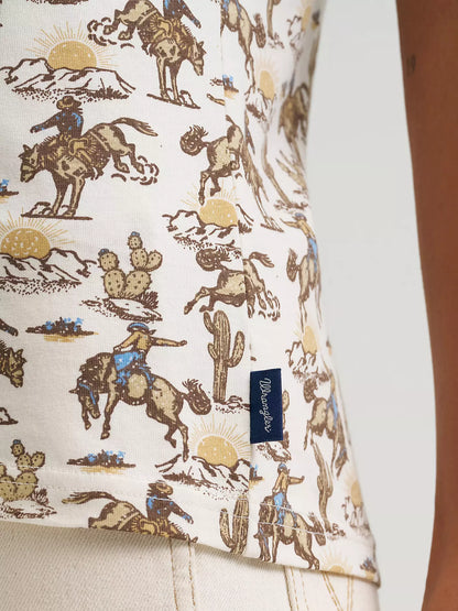 Women's Wrangler All Over Print Slim Tee - Cream Lasso