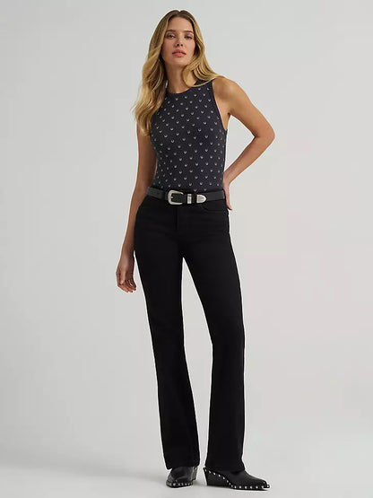 Women's Wrangler Printed Slim Goddess Tank Top - Black Horseshoe