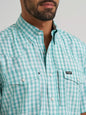 Men's Wrangler All Terrain Gear Men's Plaid Performance Shirt - Turquoise Plaid