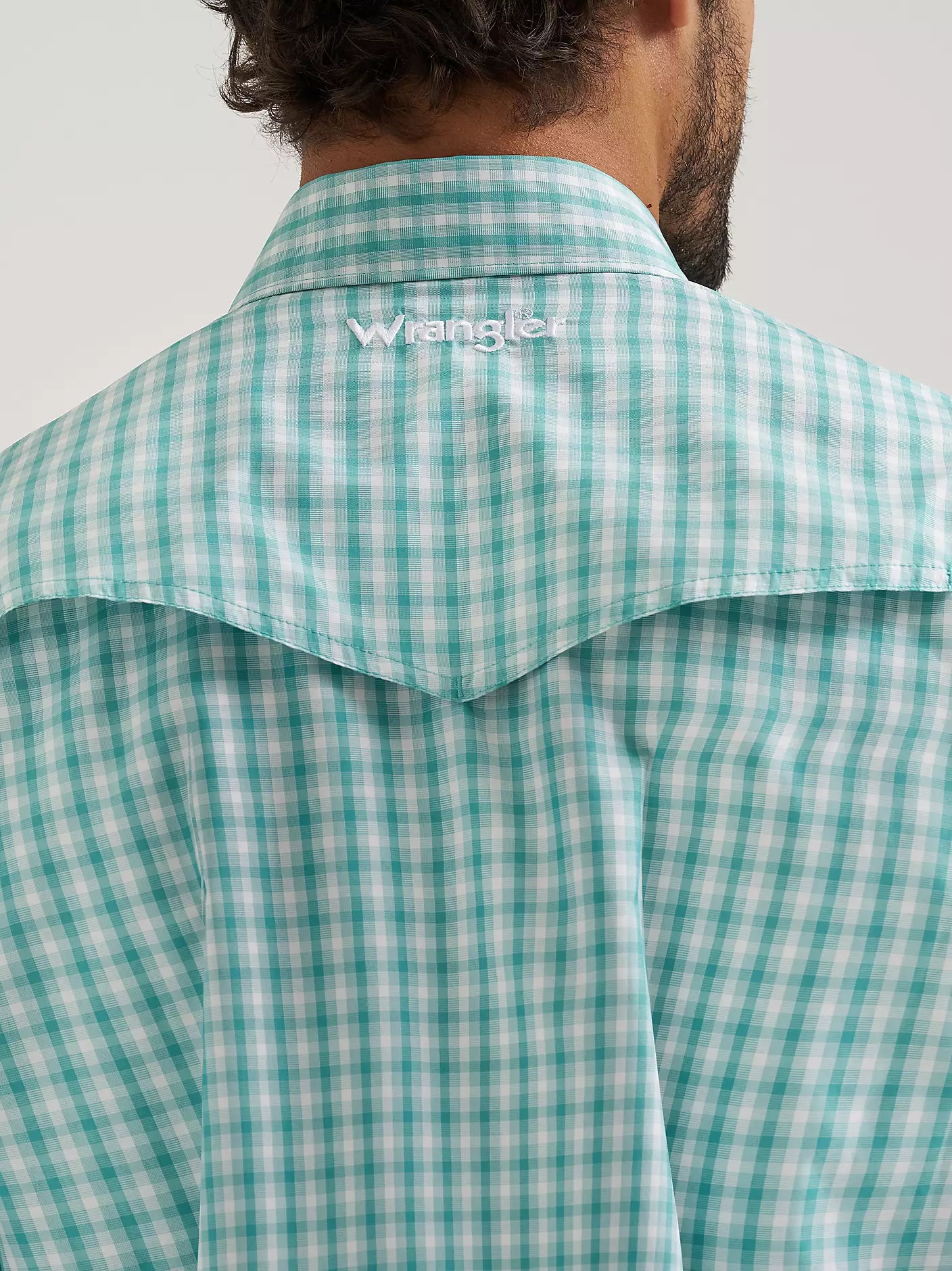 Men's Wrangler All Terrain Gear Men's Plaid Performance Shirt - Turquoise Plaid