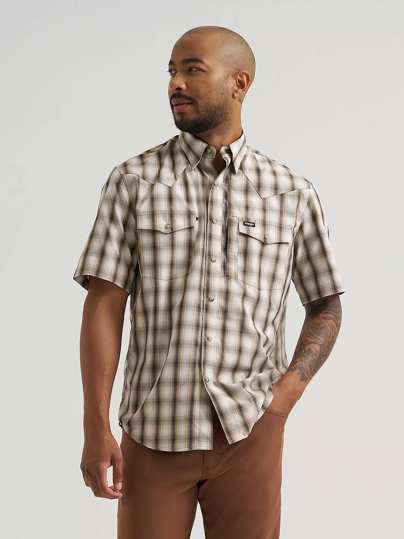 Men's Wrangler All Terrain Gear Men's Plaid Performance Shirt