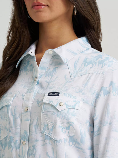 Women's Wrangler Country Toile Western Slim Snap Shirt