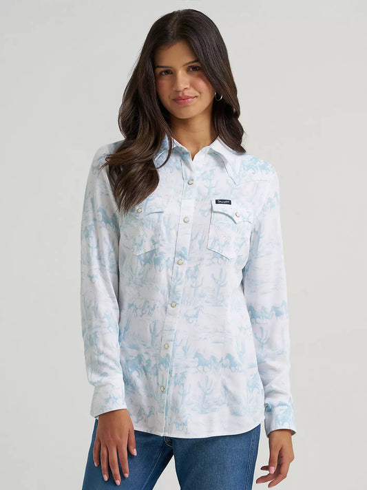 Women's Wrangler Country Toile Western Slim Snap Shirt