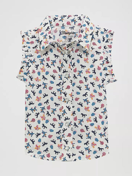 Girl's Wrangler Sleeveless Ruffle Western Shirt