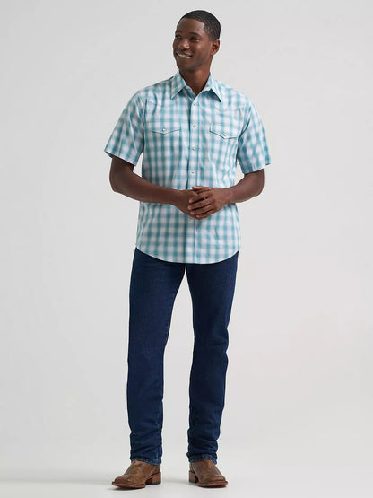 Men's Wrangler Short Sleeve Shirt - Pale Teal