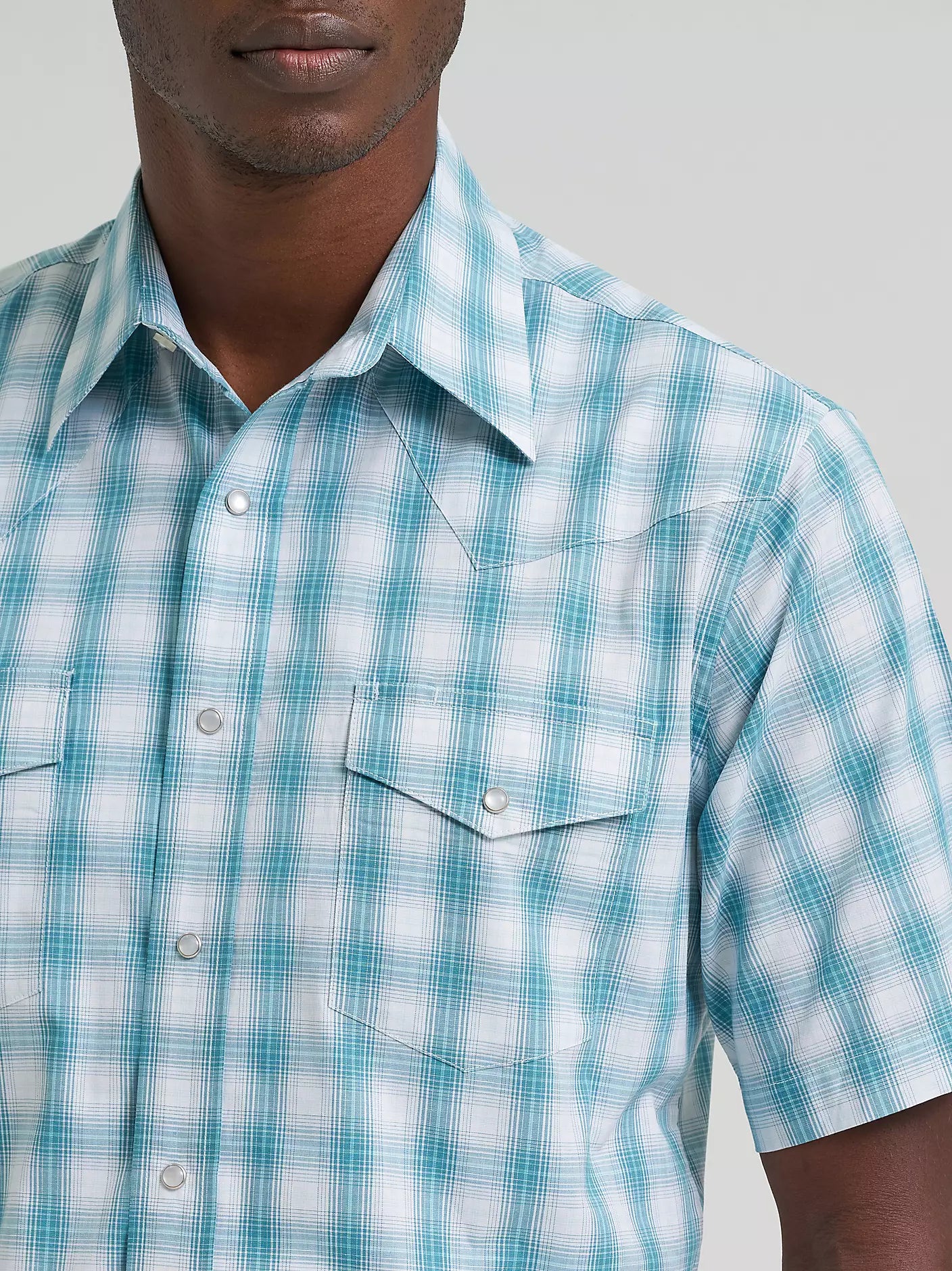 Men's Wrangler Short Sleeve Shirt - Pale Teal