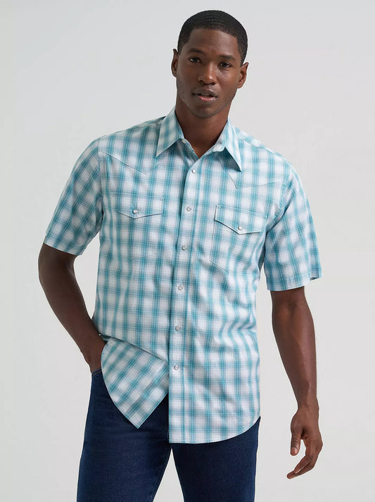 Men's Wrangler Short Sleeve Shirt - Pale Teal