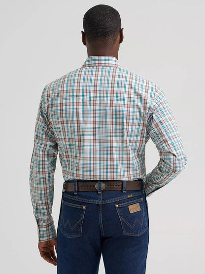 Men's Wrangler Western Snap Plaid Shirt - Turquoise