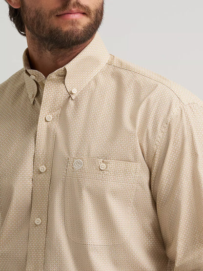 Men's Wrangler George Strait™ Long Sleeve Button Down One Pocket Shirt- Wheat Yellow
