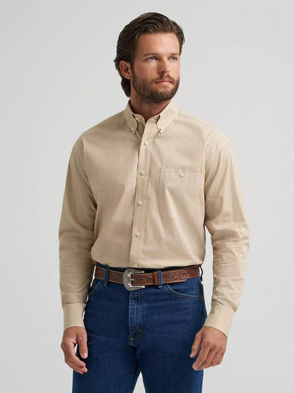 Men's Wrangler George Strait™ Long Sleeve Button Down One Pocket Shirt- Wheat Yellow