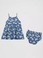 Girl's Wrangler Little Girl's Floral Boot Print Denim Tiered Dress