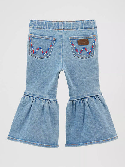 Girl's Wrangler Infant/Toddler Ruffle Leg Flare Jean - Light Denim