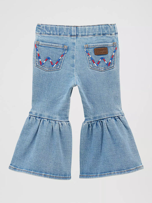 Girl's Wrangler Infant/Toddler Ruffle Leg Flare Jean - Light Denim