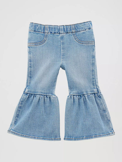 Girl's Wrangler Infant/Toddler Ruffle Leg Flare Jean - Light Denim