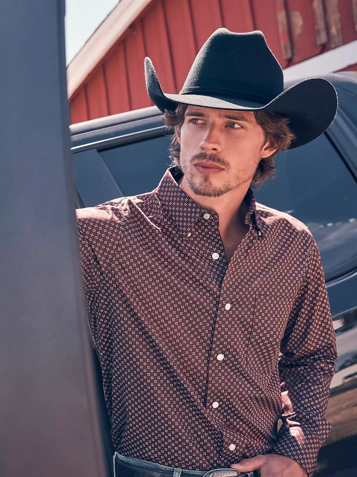 Men's Wrangler Cody Johnson Button Down Shirt - Wine
