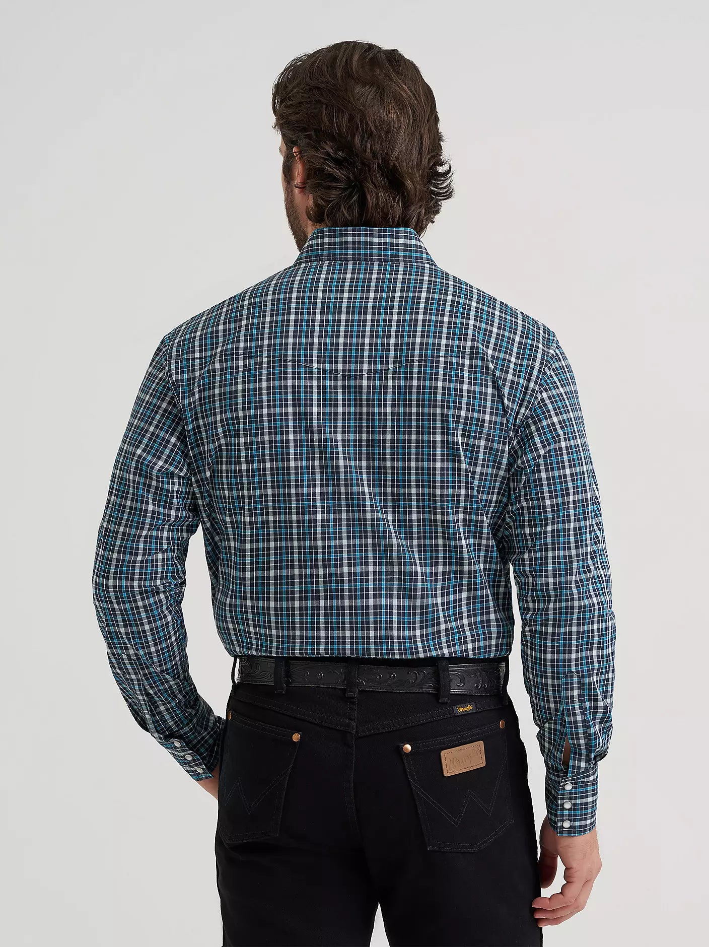 Men's Wrangler Wrinkle Resist Long Sleeve Western Snap Plaid Shirt