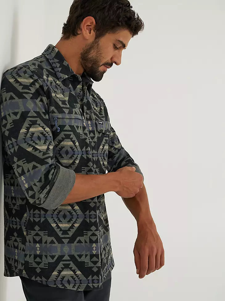 Men's Wrangler All Terrain Gear Blanket Shirt Jacket - Black Checotah