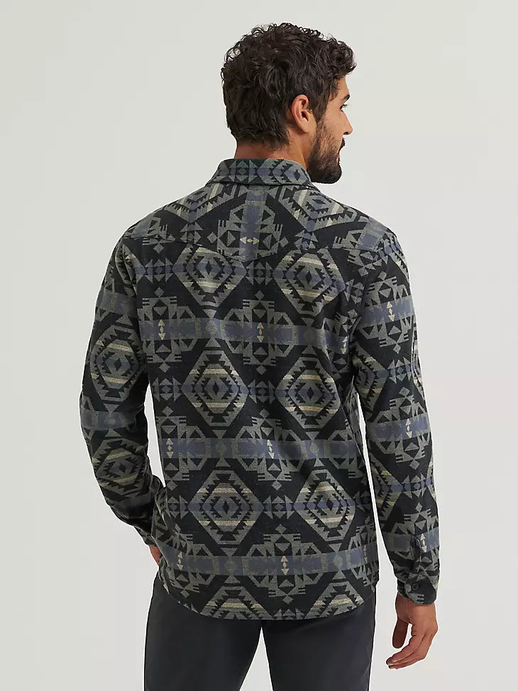 Men's Wrangler All Terrain Gear Blanket Shirt Jacket - Black Checotah
