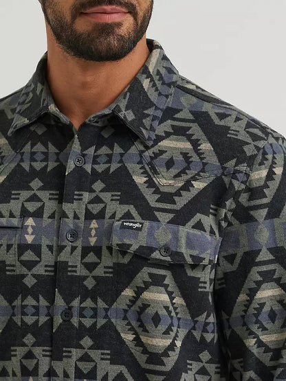 Men's Wrangler All Terrain Gear Blanket Shirt Jacket - Black Checotah